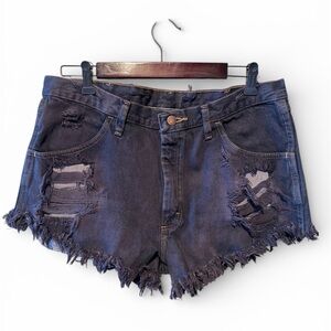 Rustler Dark Blue Distressed Jean Shorts